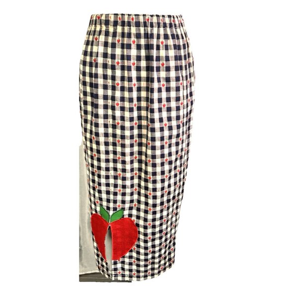 Vintage 70s Handmade Novelty Apples Gingham Set Deadstock JH Shirt Cottagecore - Picture 13 of 16